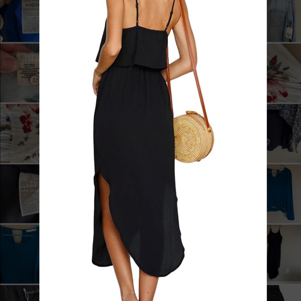 Black strappy summer midi dress